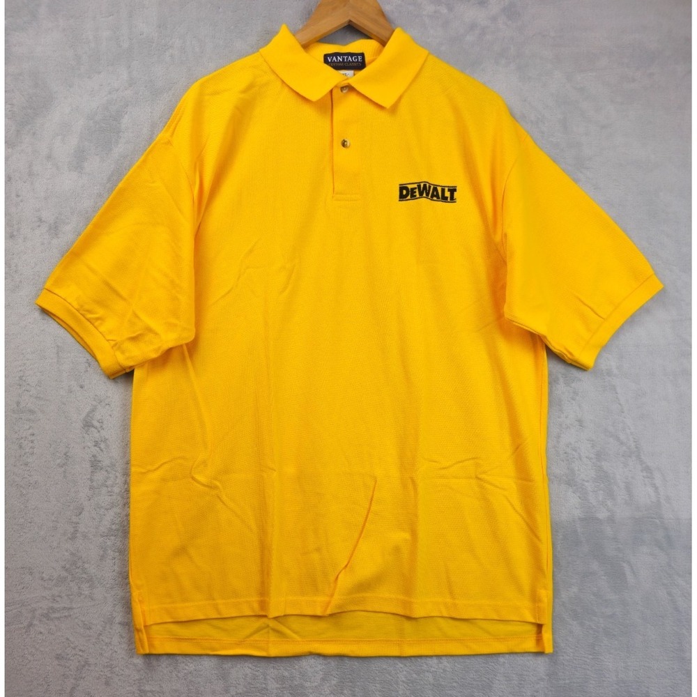 Vintage Dewalt Employee Polo Shirt Mens XL Gold Yellow Short Sleeve Made In USA
